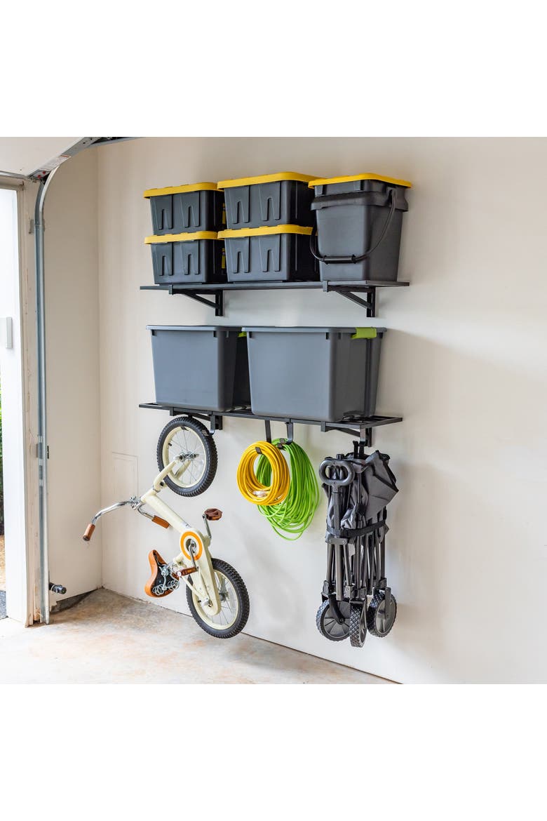 1' x 4' Bristol Garage Wall Mount Shelves | 2-Pack, Main, color, Black