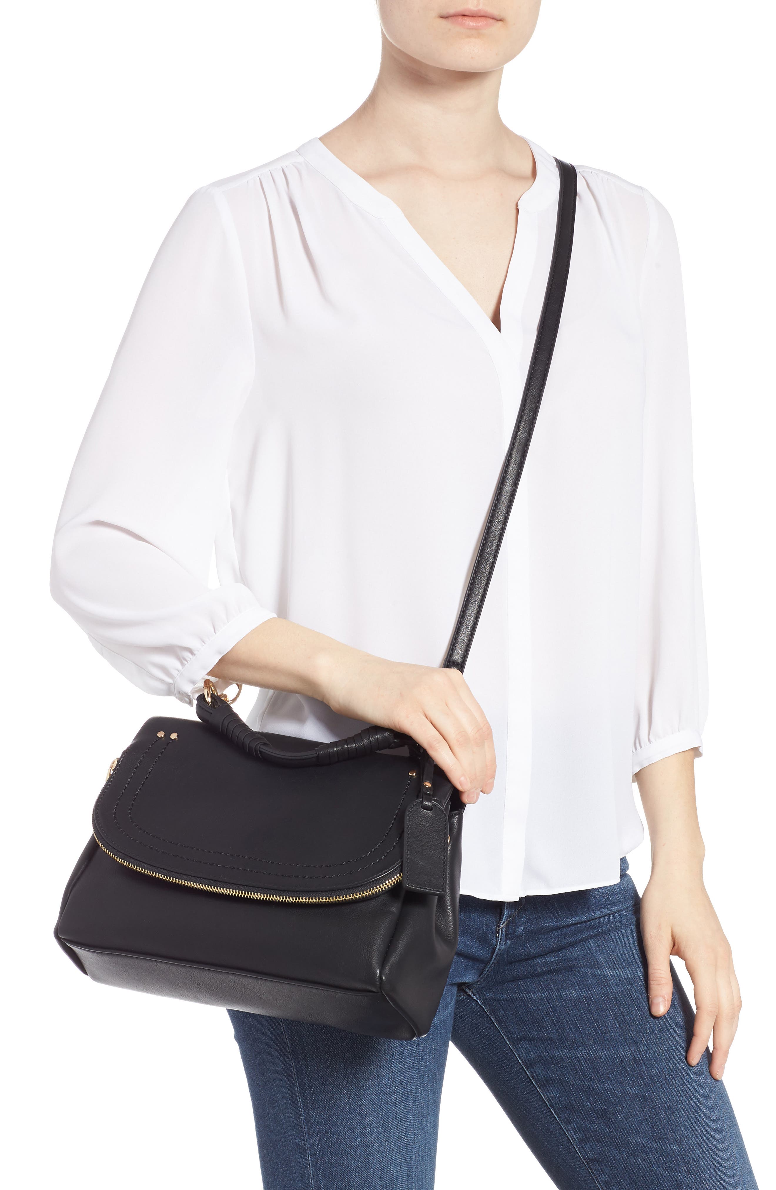 Rubie Faux Leather Crossbody Bag, Alternate, color, BLACK