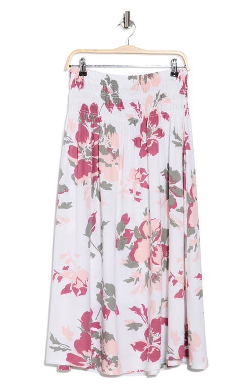 Ellen Tracy Smocked Waist Flared Midi Skirt