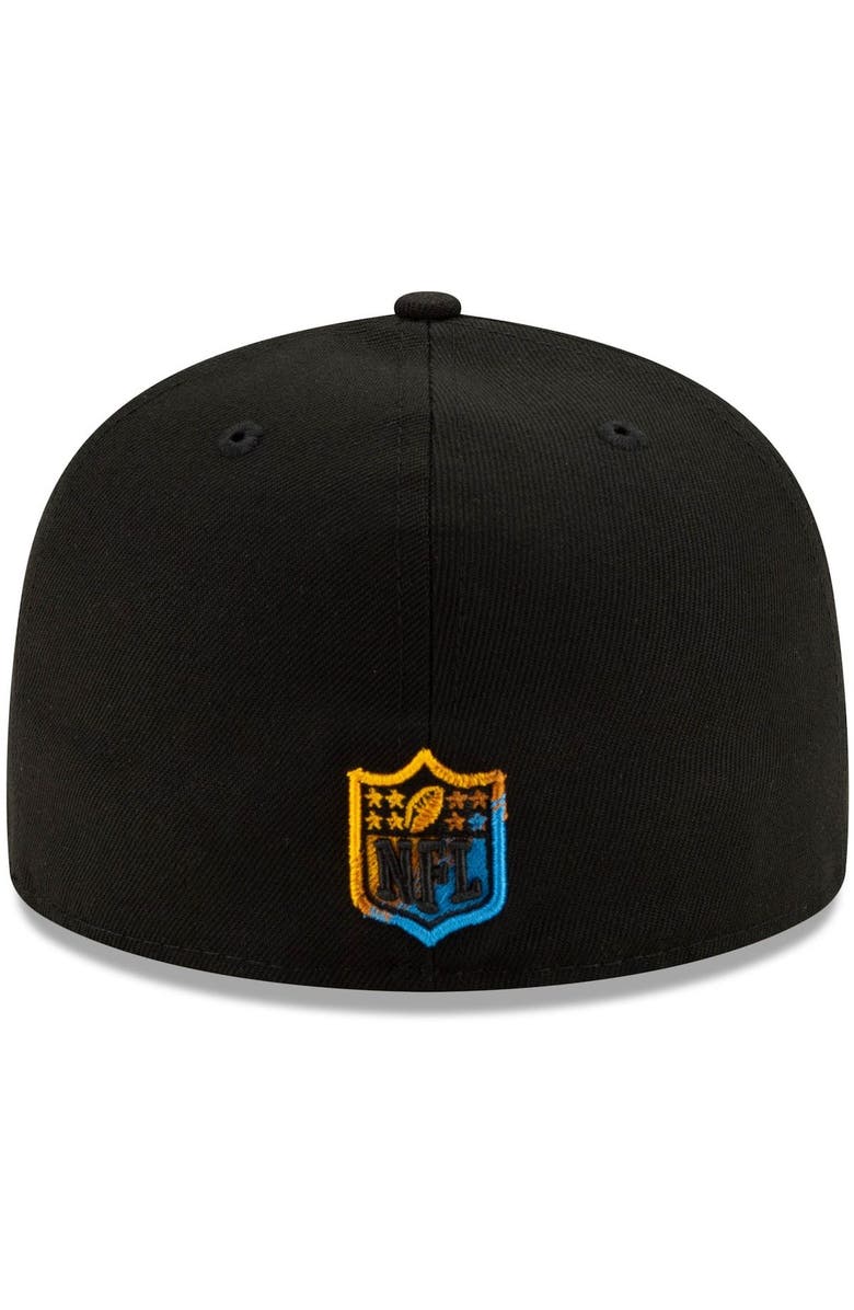 New Era Men's New Era Black Los Angeles Chargers Logo Color Dim 59FIFTY Fitted Hat, Alternate, color, 