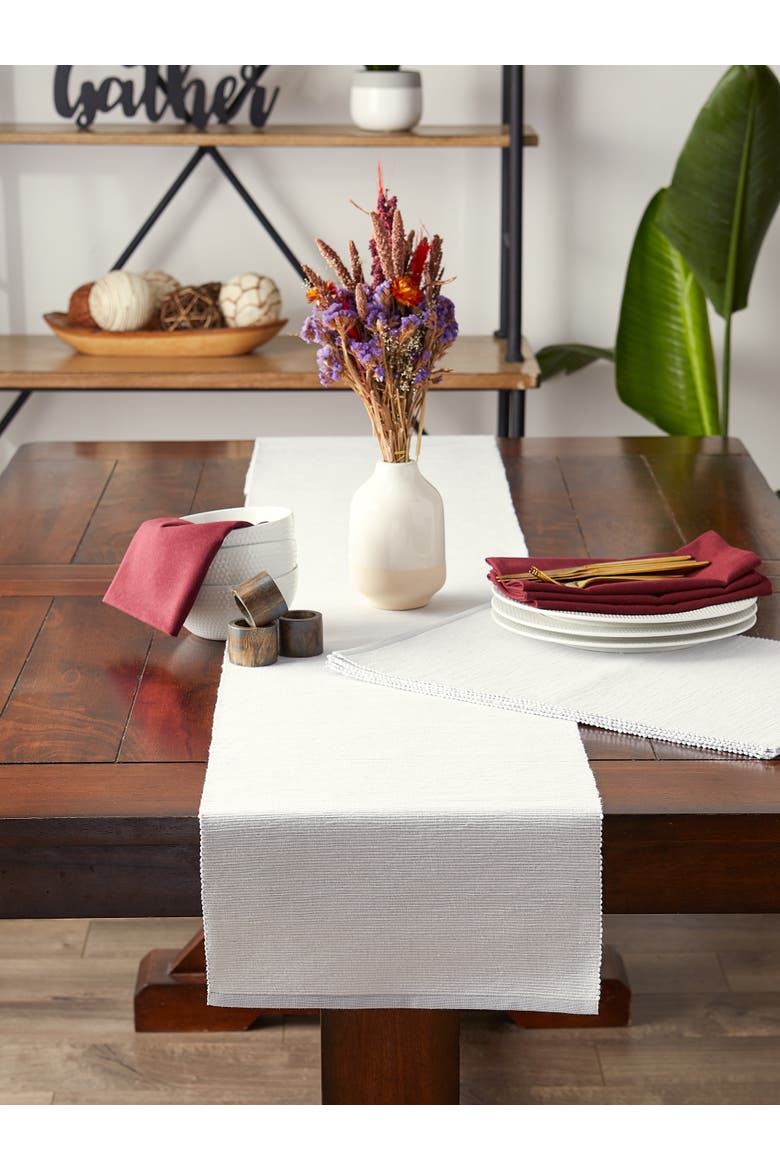 Recycled Cotton/Poly Chambray Fine Ribbed 13x72" Table Runner, Alternate, color, Light Gray