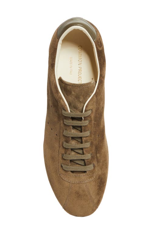 Common Projects Streamlined Suede Sneakers With Perforated Rubber Sole In Brown