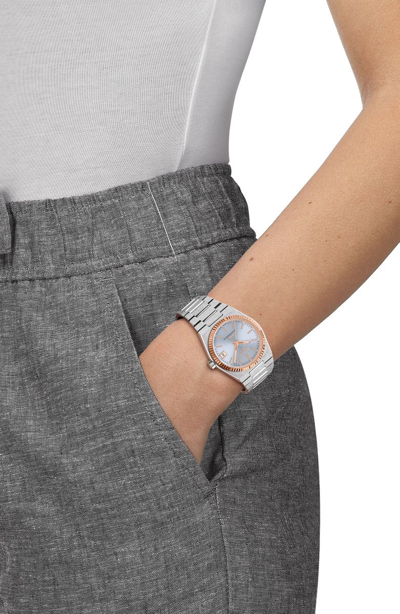 Tissot PRX Powermatic 80 Two-Tone Bracelet Watch, 35mm, Alternate, color, Light Blue