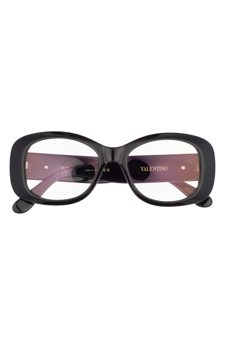 Valentino 46mm Oval Optical Glasses, Main, color, Black Black Transparent