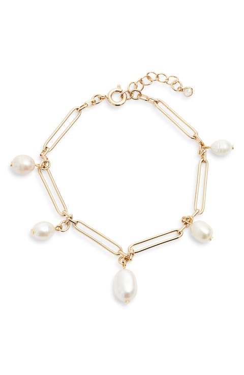 Freshwater Pearl Paper Clip Chain Bracelet