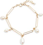 Nordstrom Freshwater Pearl Paper Clip Chain Bracelet