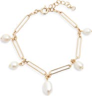 Nordstrom Freshwater Pearl Paper Clip Chain Bracelet