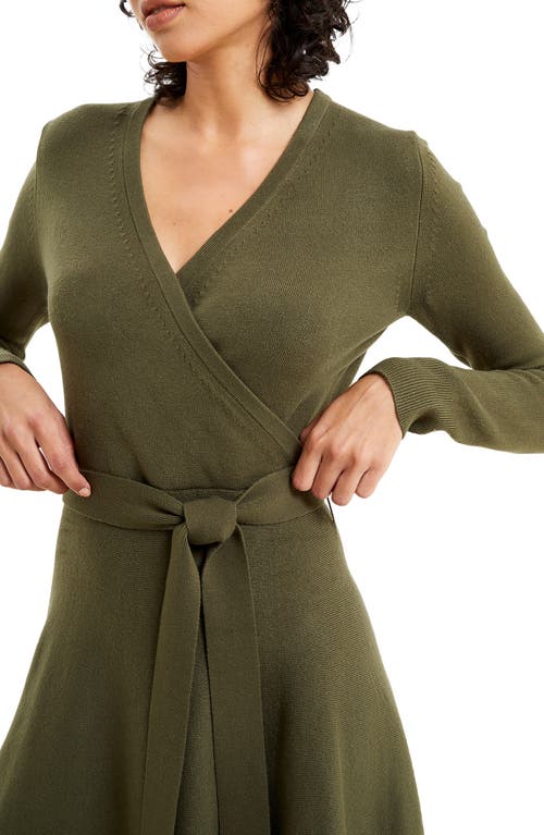 French Connection Babysoft Wrap Mini Dress Olive Night In Green