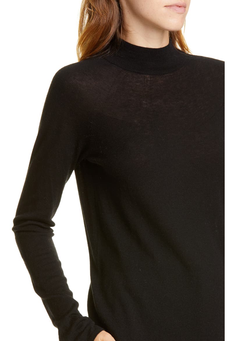 Seamless Wool Blend Mock Neck Top, Alternate, color, BLACK