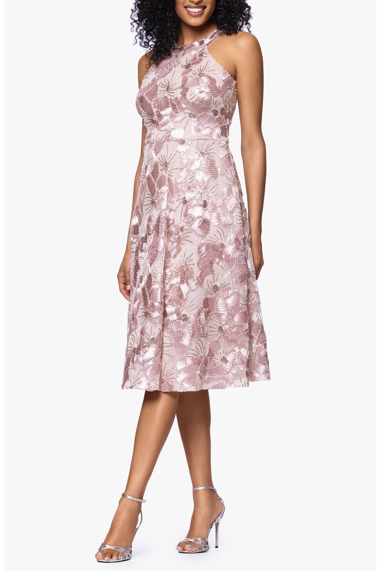 Sequin Soutache Lace Sleeveless Cocktail Dress, Alternate, color, BLUSH