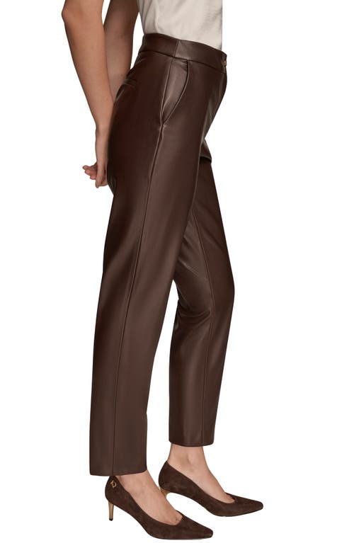Donna Karan New York Faux Leather Ankle Slim Fit Pants In Brown
