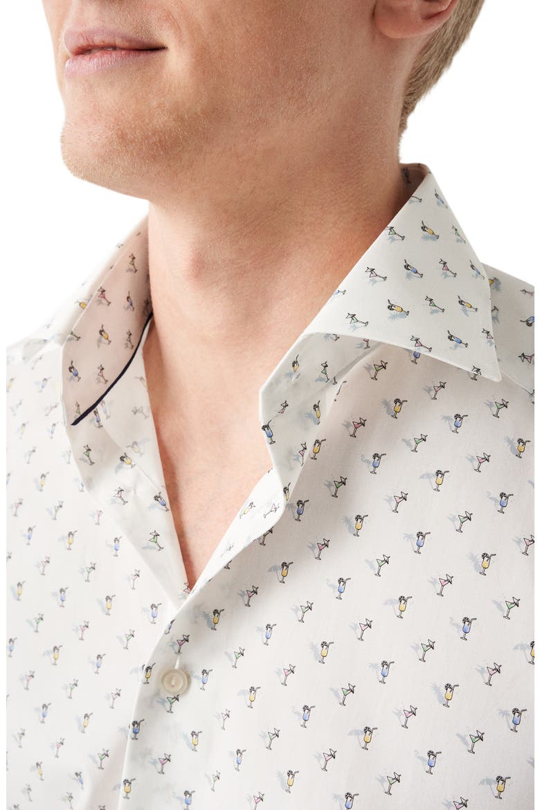 Contemporary Fit Drink Print Short Sleeve Shirt, Alternate, color, NATURAL