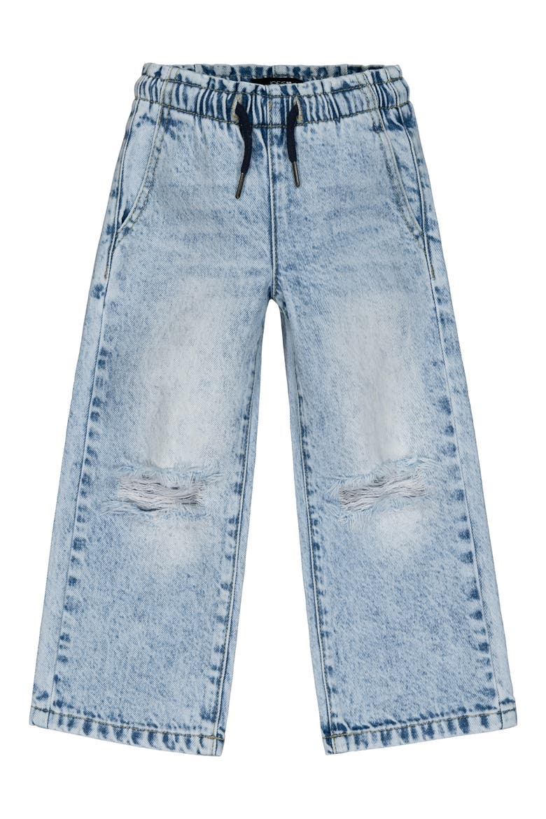 Kids' Mia Distressed Wide Leg Pull-On Jeans, Main, color, BLEACH WASH