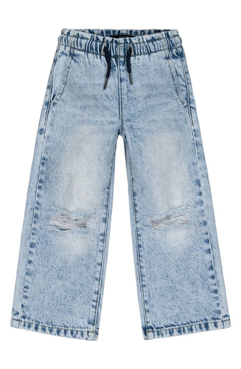 Kids' Mia Distressed Wide Leg Pull-On Jeans (Big Kid)