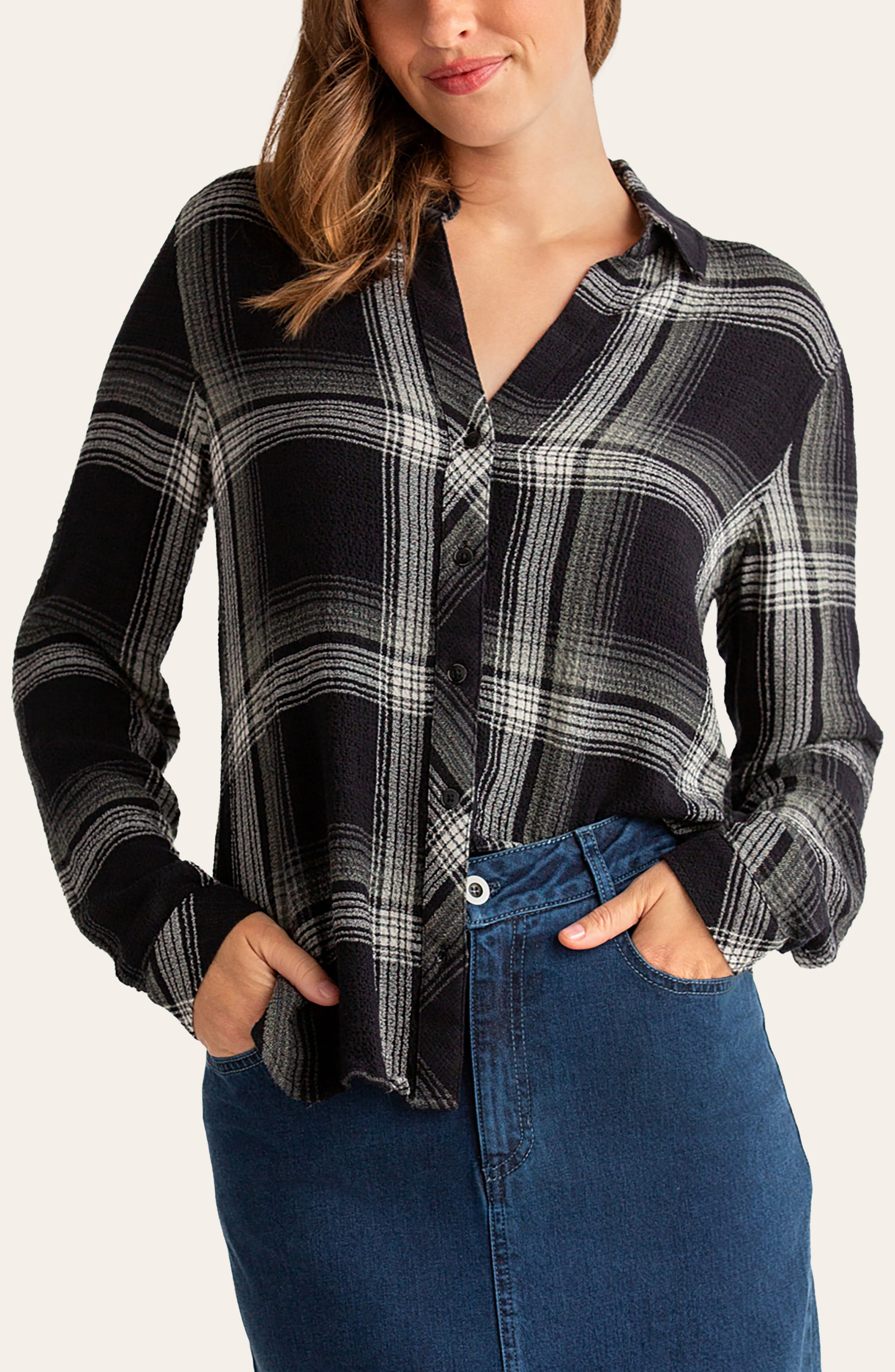 Pucker Plaid Long Sleeve Shirt