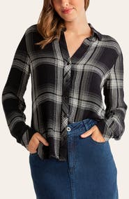Bella Dahl Pucker Plaid Long Sleeve Shirt