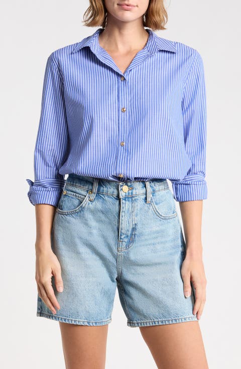 Bentley Stripe Long Sleeve Cotton Button-Up Shirt