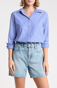 beachlunchlounge Bentley Stripe Long Sleeve Cotton Button-Up Shirt