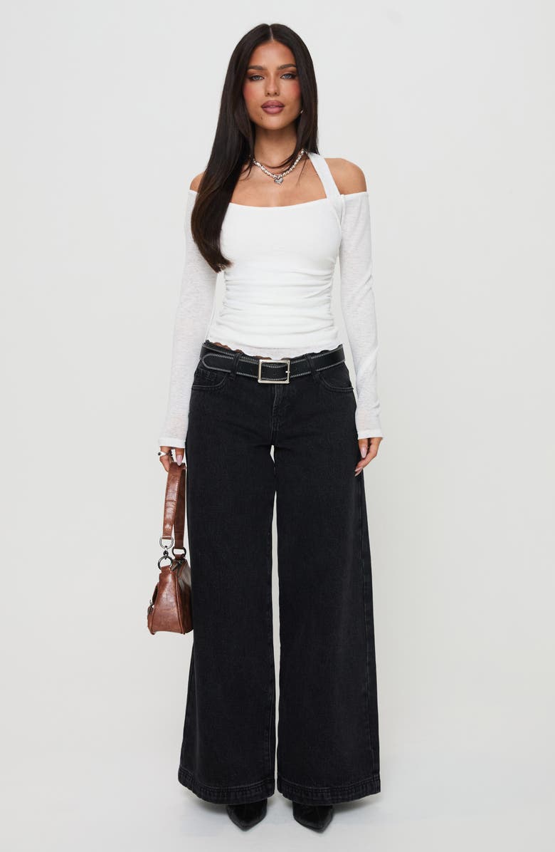 Princess Polly Shivers Cold Shoulder Halter Top, Alternate, color, White