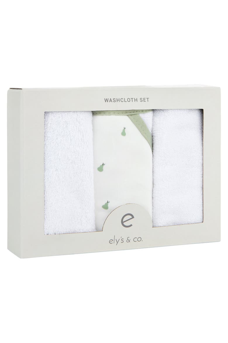 Baby Towel Wash Cloth 3 Pack, Alternate, color, Sage Pears