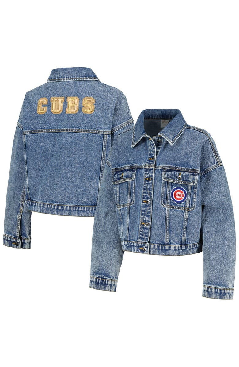 G-III 4HER BY CARL BANKS Women's G-III 4Her by Carl Banks Chicago Cubs Victory Oversized Button-Up Denim Jacket, Main, color, Denim