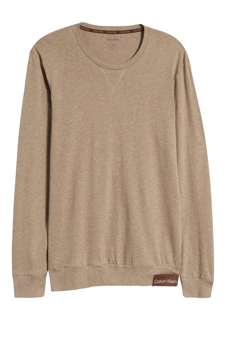 Men's Cotton & Lyocell Pajama T-Shirt, Alternate, color, UMBER HEATHER