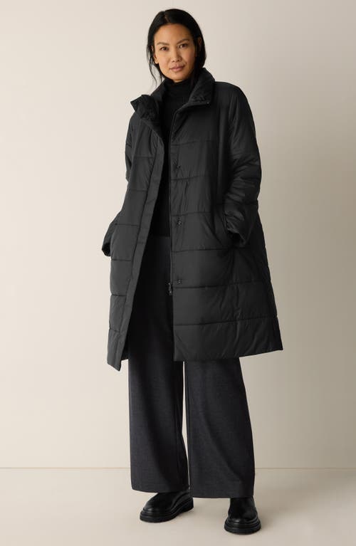 Eileen Fisher Stand Collar Puffer Jacket In Black