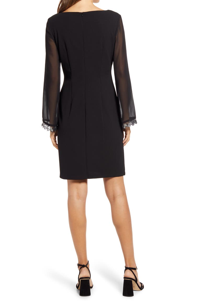 Sequin Cuff Long Sleeve Dress, Alternate, color, BLACK