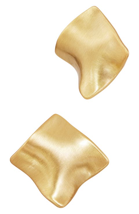 Wavy Square Button Stud Earrings