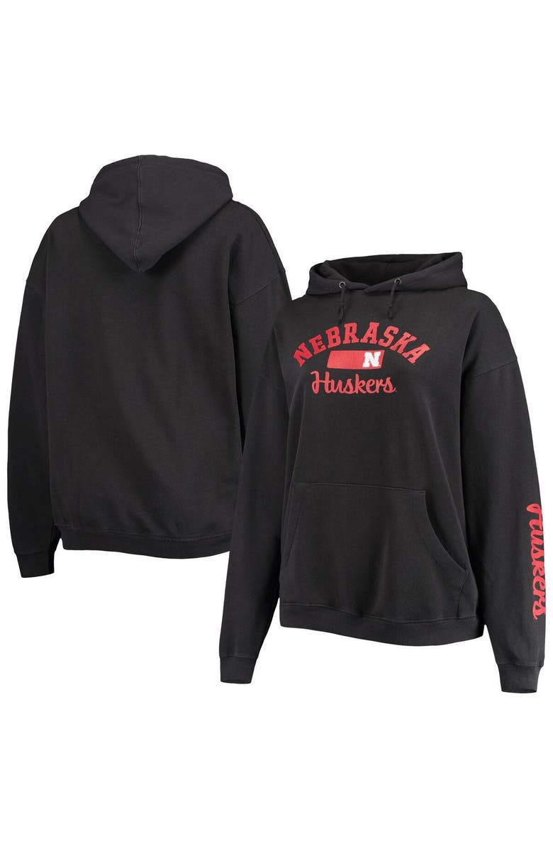 PRESSBOX Women's Pressbox Black Nebraska Huskers Rock n Roll Super Oversized Pullover Hoodie, Main, color, Black