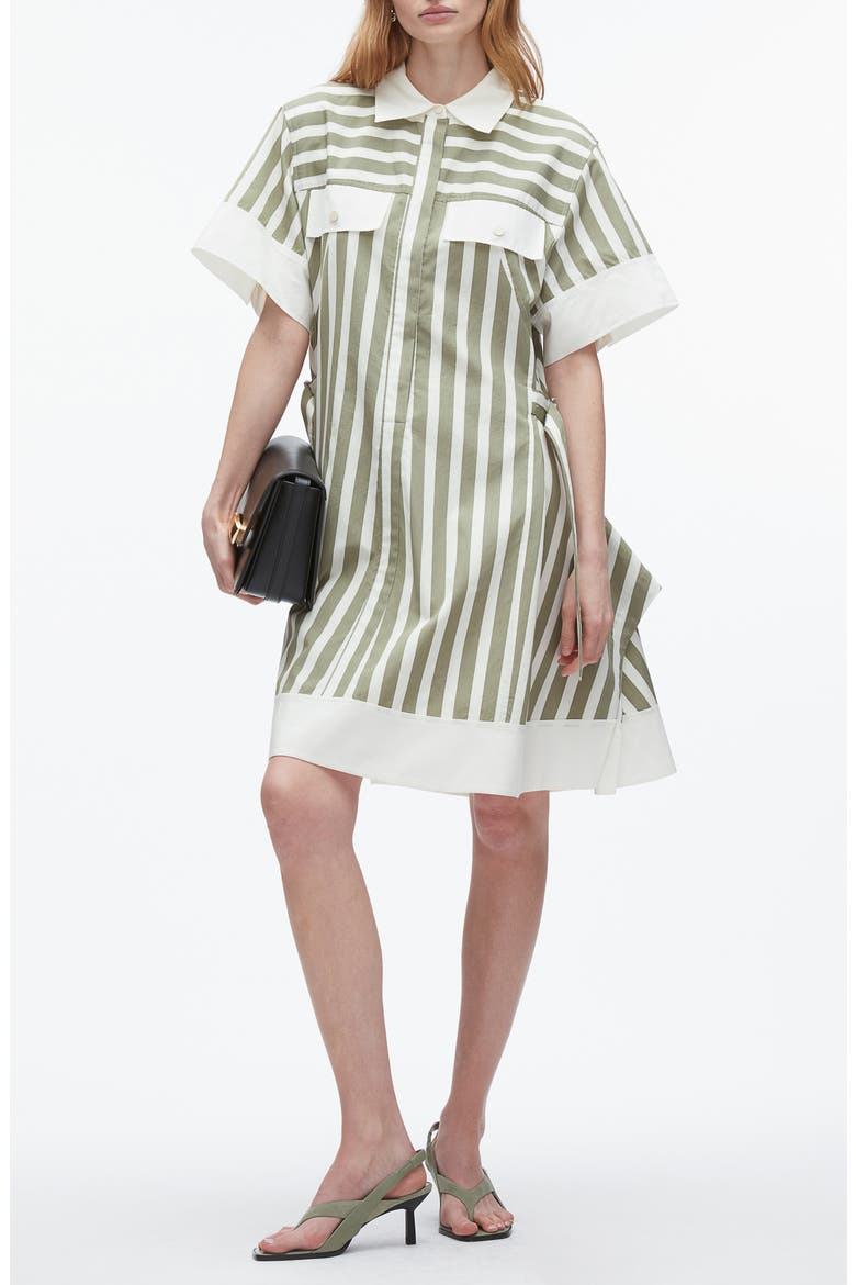 Stripe Cotton & Silk Shirtdress, Main, color, THYME MULTI