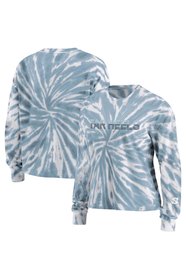 Women's WEAR by Erin Andrews Carolina Blue North Carolina Tar Heels Tie-Dye Long Sleeve T-Shirt, Alternate, color, Light Blue