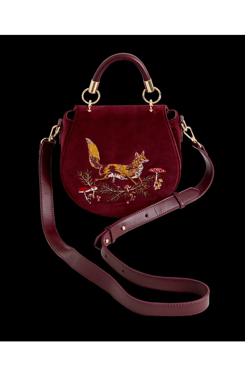 Fable England Fox & Mushroom Embroidered Saddle Bag, Alternate, color, Red