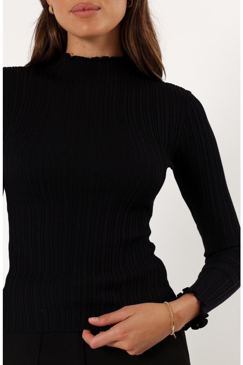 Ridley Rib Mock Neck Top, Alternate, color, BLACK