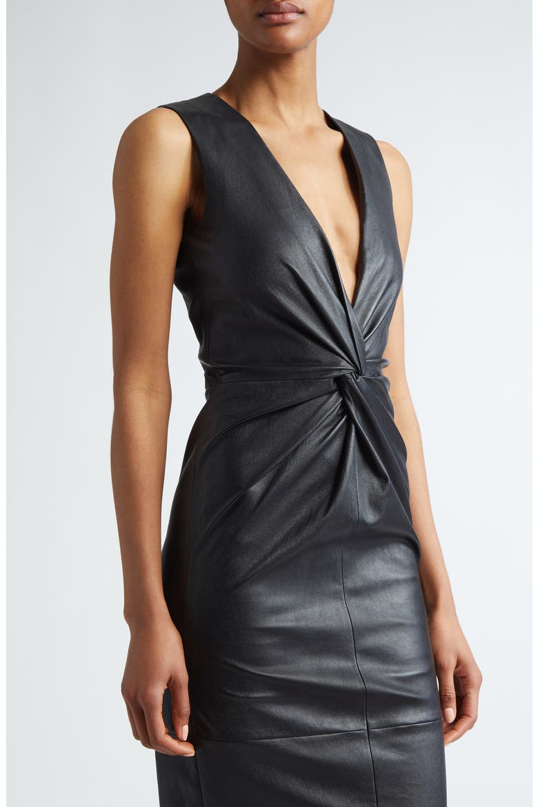 michael kors black leather dress Leather Belted Dress
