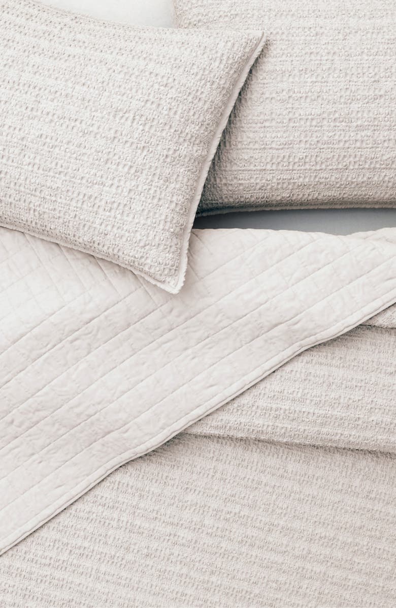 Woven & Weft Reversible Honeycomb Waffle Cotton Quilt & Sham Set, Alternate, color, Light Grey