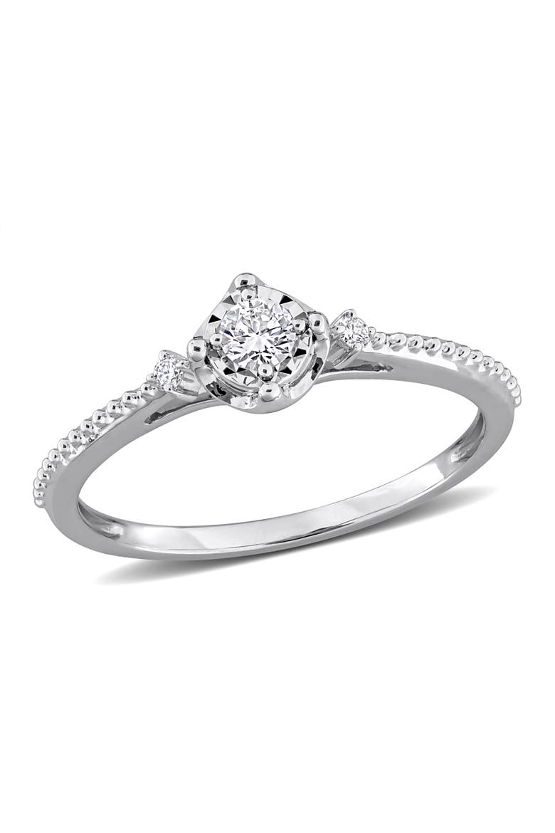 Lab-Grown Diamond 3-Stone Engagement Ring 14k, Main, color, White Gold