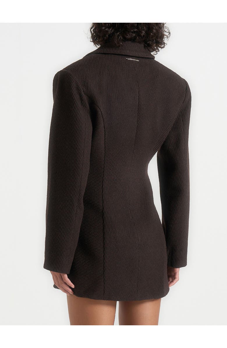 Manière De Voir Sylvie Oversized Wool Asymmetric Blazer Dress, Alternate, color, Brown