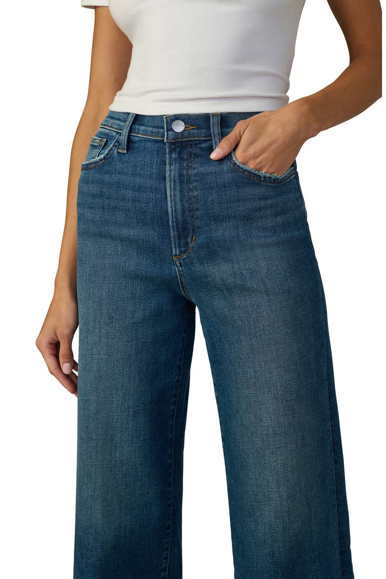 The Mia Raw Hem High Waist Ankle Wide Leg Jeans, Alternate, color, CANDOR