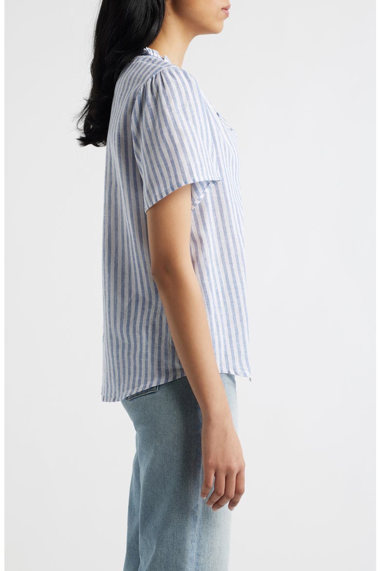 Bree Ruffle Linen & Cotton Top, Alternate, color, MISTY LINES