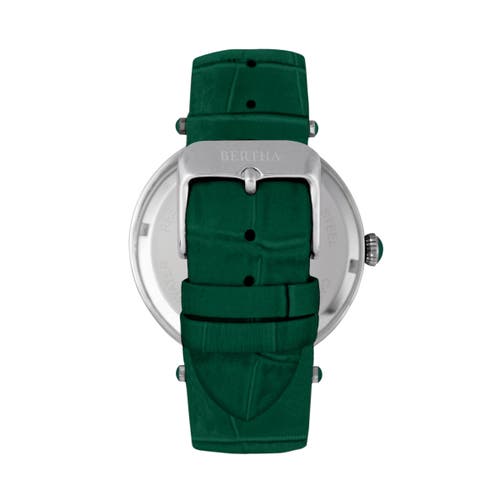 Bertha Camilla Mother-of-pearl Leather-band Watch In Teal