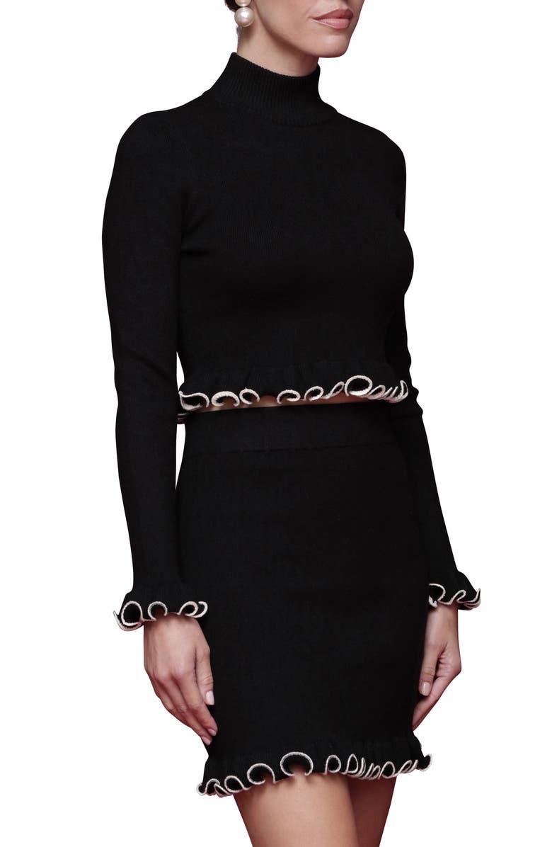 Avec Les Filles Ruffle Trim Mock Neck Sweater, Alternate, color, 