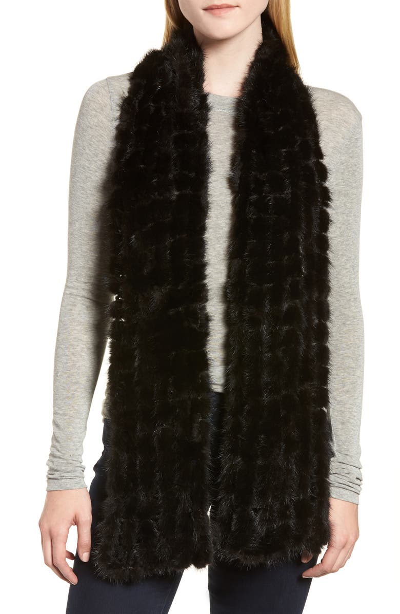 La Fiorentina Balled Genuine Mink Fur Muffler, Main, color,