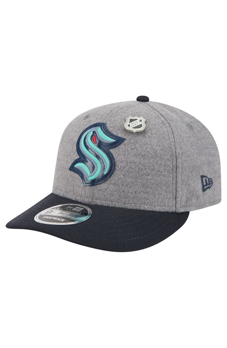 New Era Men's New Era  Gray/Deep Sea Blue Seattle Kraken Wool Pin Low Profile 9FIFTY Snapback Hat, Alternate, color, Gray