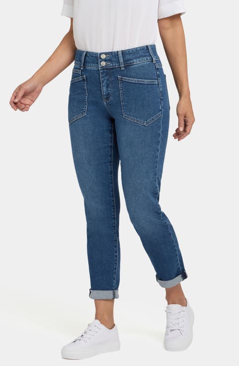 Margot Utility Pocket Ankle Girlfriend Jeans (Lake Notre Dame) (Regular & Petite)