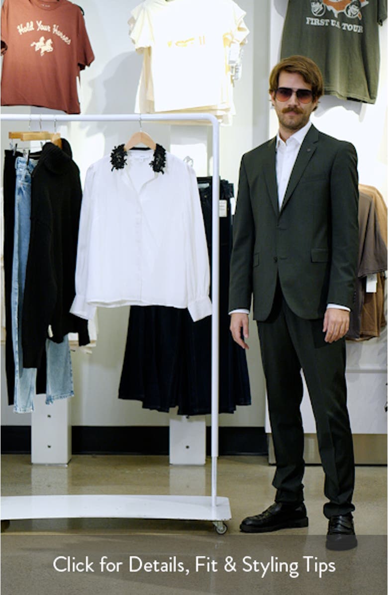 Embroidered Floral Lace Collar Georgette Button-Up Shirt, sales video thumbnail