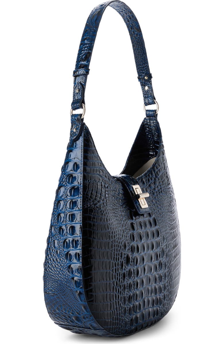 Brahmin Fallon Croc Embossed Leather Shoulder Bag, Alternate, color, Anchor