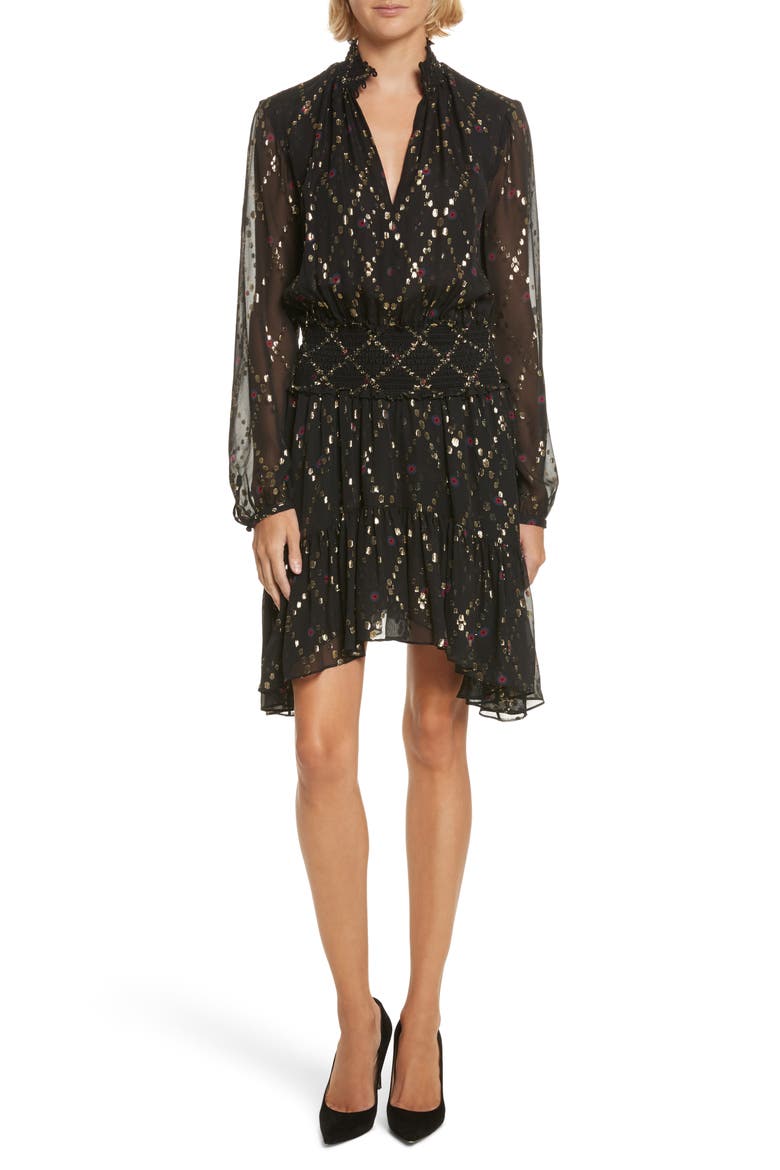 Tula Silk Dress, Main, color, BLACK MULTI