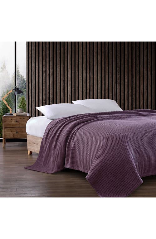 Eddie Bauer Solid Waffle Cotton Reversible Blanket, Twin In Purple