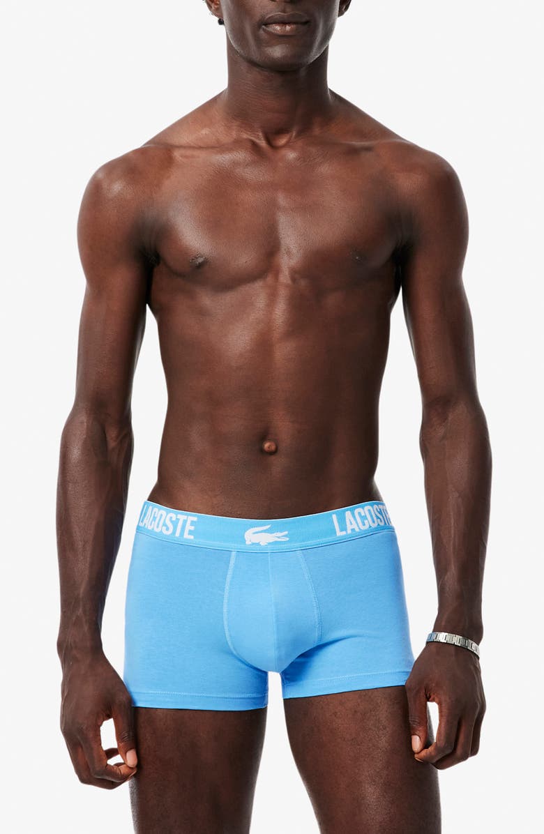 Lacoste Essential Assorted 3-Pack Stretch Cotton Boxer Briefs, Main, color, Argentine Blue/ Captain